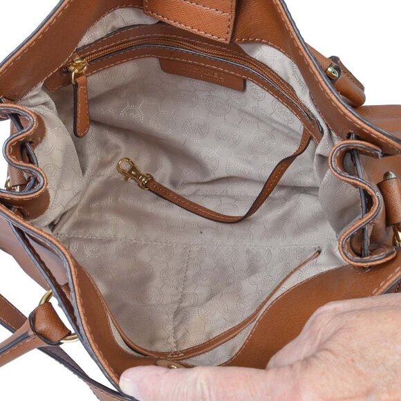 Michael Kors Brown Cross grain Leather Hamilton Satchel Handbag - Picture 7 of 16